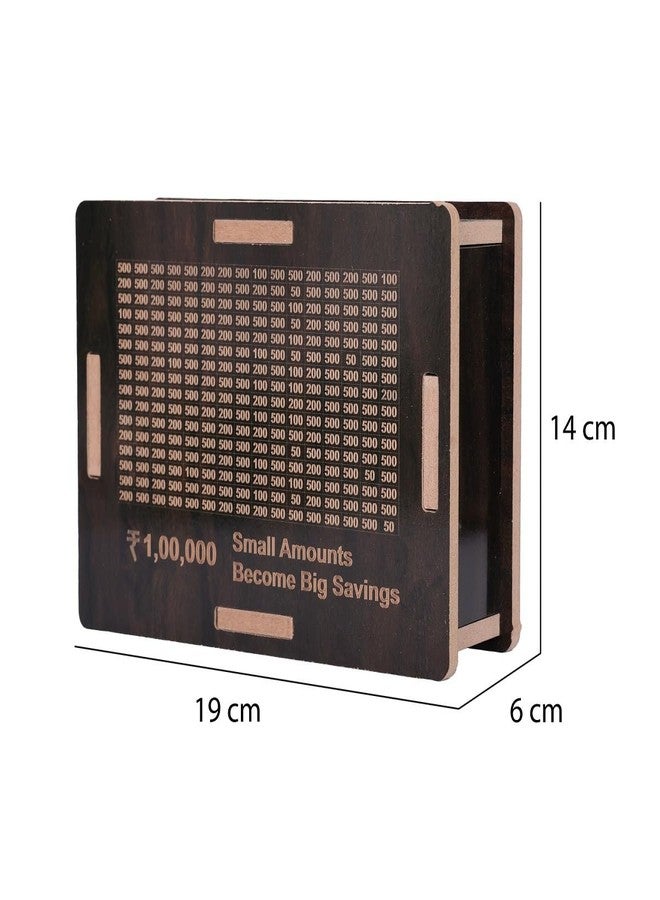 nexat Wooden Piggy Bank for Kids & Adults, Coin Box with Carved Design, Savings Box, Mini Bank, Donation Box, Smart Money Box, Wooden Coin Box, Money Saver, Piggy Bank with Numbers (12) - Image 2